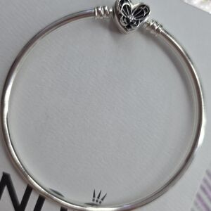 Pandora Sterling Silver Heart Clasp Bangle Bracelet